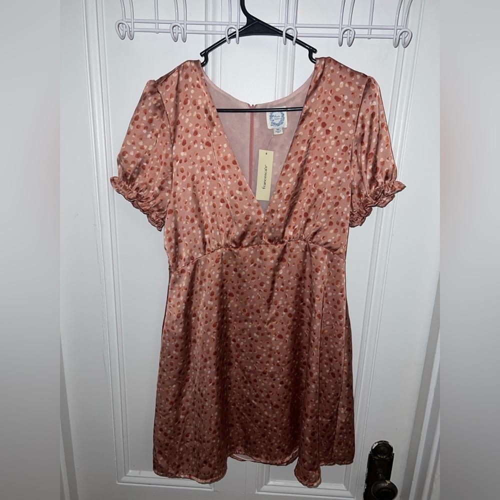 Francesca's Pink Puff Sleeve Mini Babydoll Dress